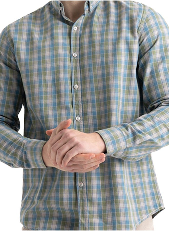 clever - Shirt Men's, Stylish, Oxford Cotton ,khaki, Multicolor - Image 1