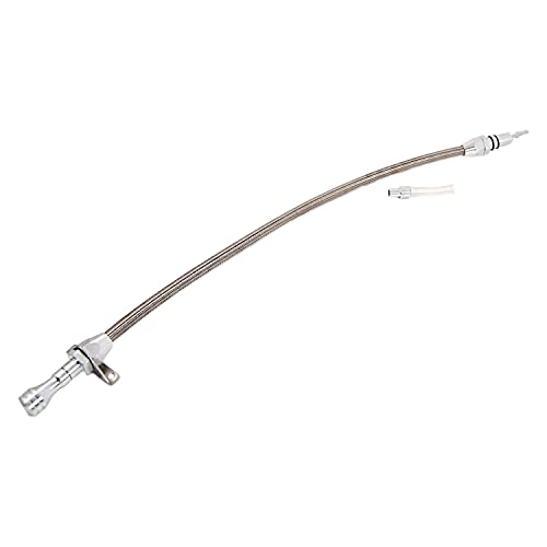 Racing Power Transmission Dipstick, Firewall Mount, Flexible, Braided Stainless/Aluminum, Natural, TH350 / TH400, Each - Image 5