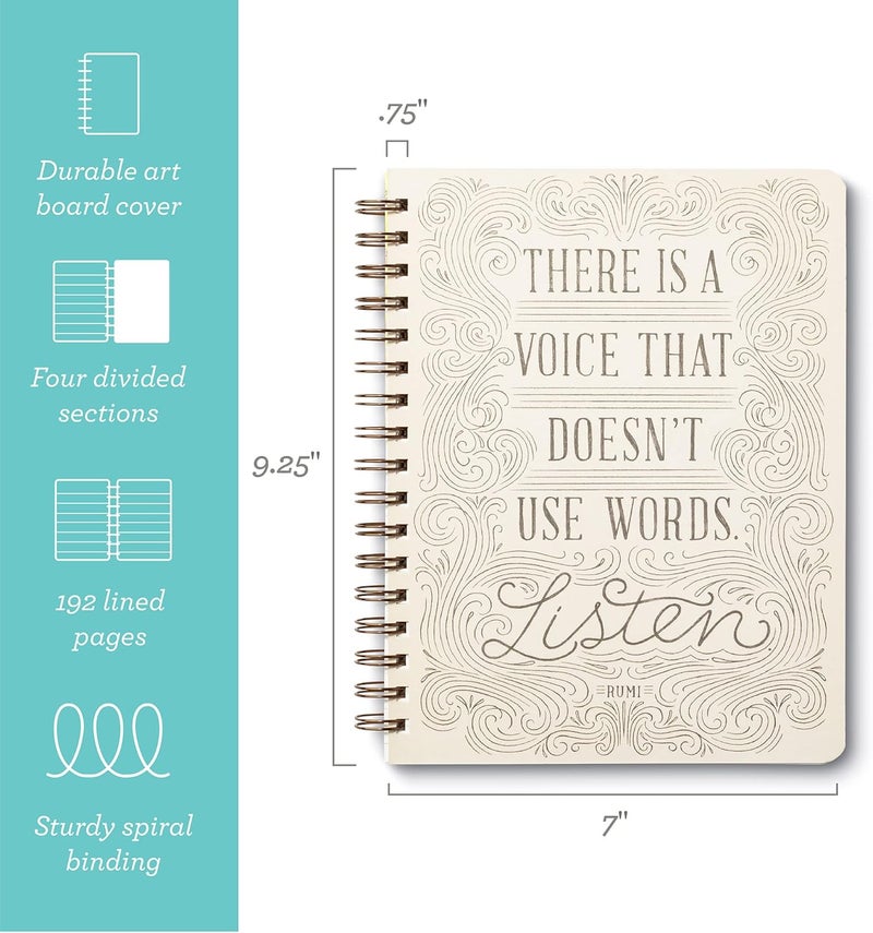Compendium Spiral Notebook - There is a voice that doesn't use words. Listen. — A Designer Spiral Notebook with 192 Lined Pages, College Ruled, 7.0”W x 9.25”H - Image 2