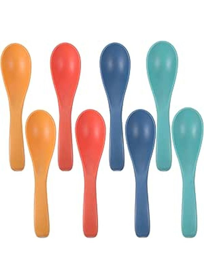 8 Pcs Wheat Straw Reusable Soup Spoons Portable Lightweight Food Grade Flatware - Image 1