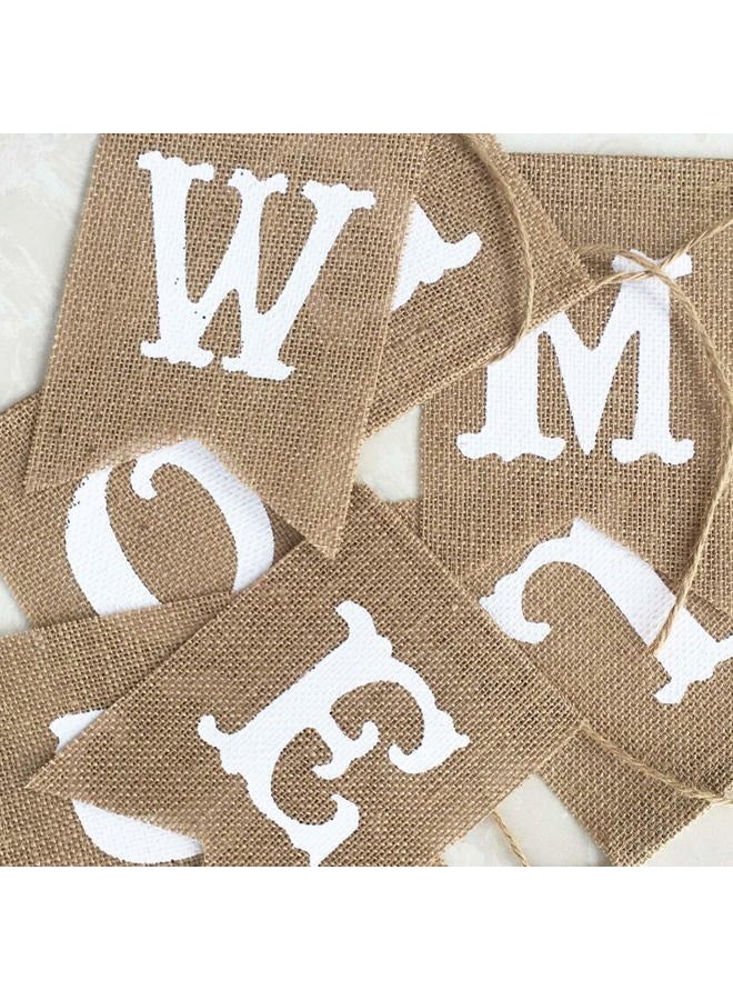Uniwish Welcome Banner Sign Garland Wedding Baby Shower Classroom Party Decorations Vintage Rustic Burlap Hanging Bunting Home Decor - Image 4