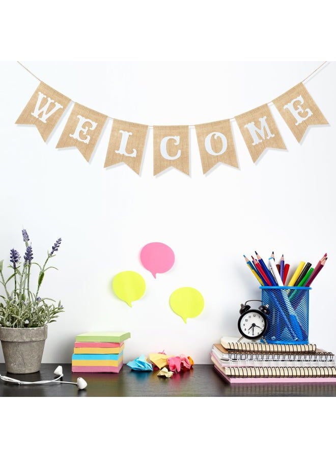Uniwish Welcome Banner Sign Garland Wedding Baby Shower Classroom Party Decorations Vintage Rustic Burlap Hanging Bunting Home Decor - Image 5