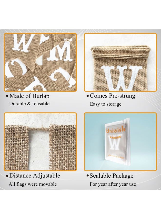 Uniwish Welcome Banner Sign Garland Wedding Baby Shower Classroom Party Decorations Vintage Rustic Burlap Hanging Bunting Home Decor - Image 2