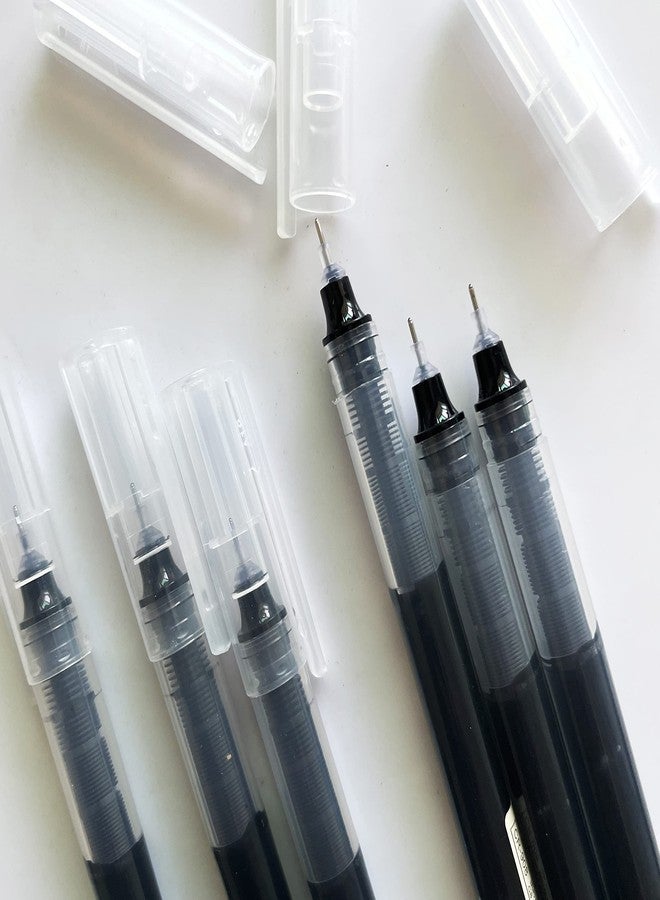 sencoo 5 pack Black Rolling Ball Pens Quick-Drying Ink 0.5 mm Extra Fine Point Pens Liquid Ink Pen Rollerball Pens - Image 2