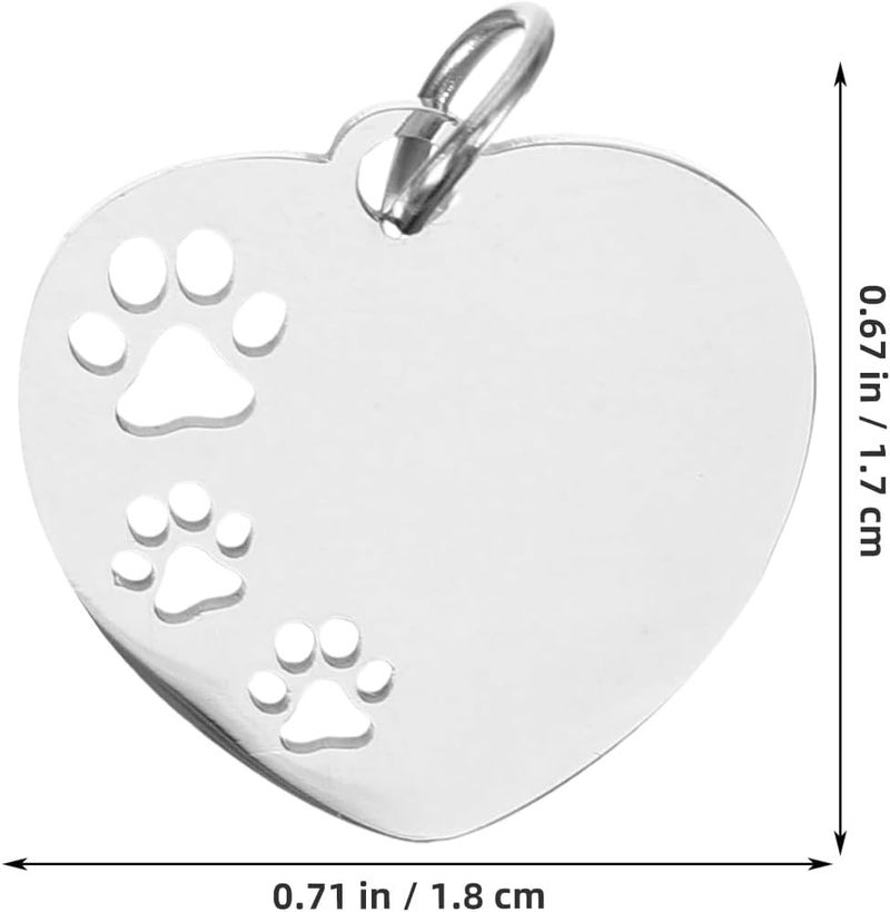 ibasenice 10pcs Heart Shaped Stainless Steel Dog Id Tags Metal Name Tags for Dogs Pet Collar Accessories Sturdy - Image 2