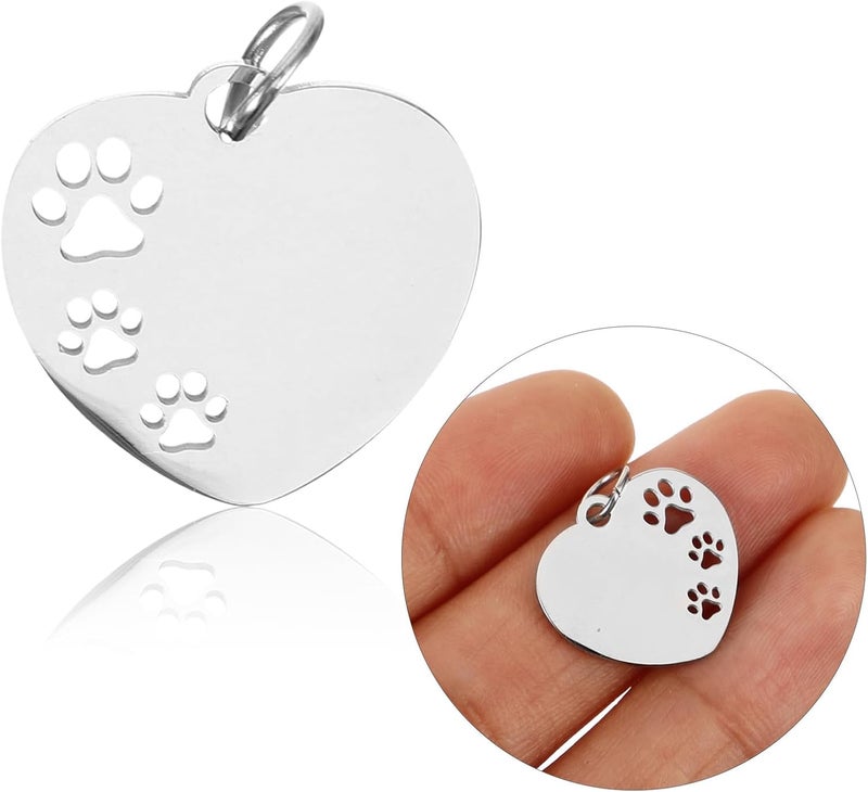 ibasenice 10pcs Heart Shaped Stainless Steel Dog Id Tags Metal Name Tags for Dogs Pet Collar Accessories Sturdy - Image 3