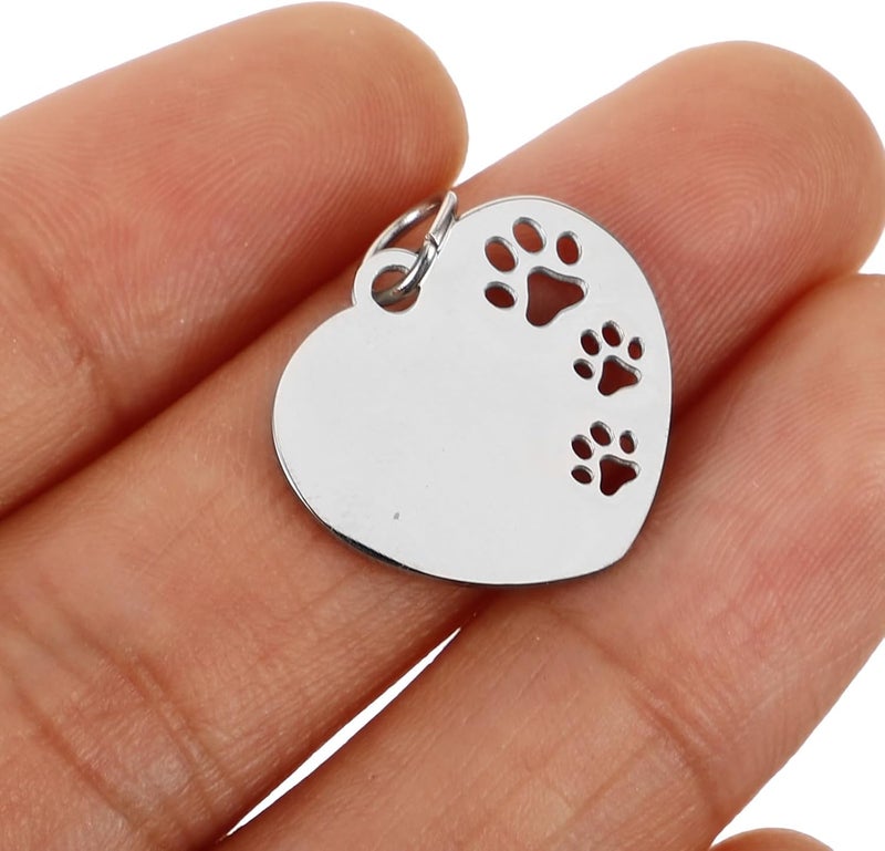 ibasenice 10pcs Heart Shaped Stainless Steel Dog Id Tags Metal Name Tags for Dogs Pet Collar Accessories Sturdy - Image 4