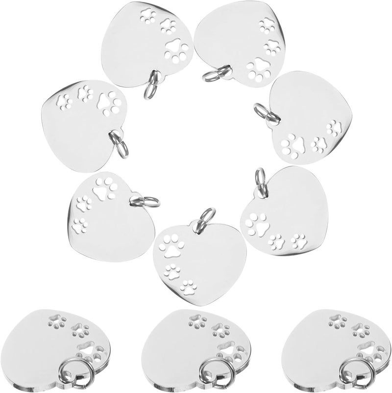 ibasenice 10pcs Heart Shaped Stainless Steel Dog Id Tags Metal Name Tags for Dogs Pet Collar Accessories Sturdy - Image 1