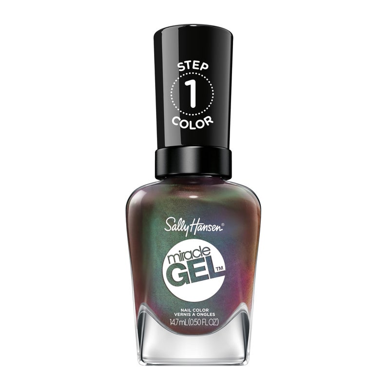Sally Hansen Miracle Gel Salon Quality Nail Polish | Gel-Like Formula, Two-Step System, No UV Light Needed, Long Lasting | Opaque, Metallic | 841 Hollaa-Gram | Multichrome Brown Nail Polish - Image 1