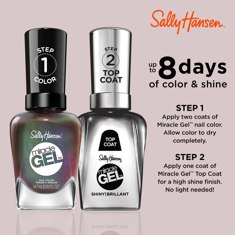 Sally Hansen Miracle Gel Salon Quality Nail Polish | Gel-Like Formula, Two-Step System, No UV Light Needed, Long Lasting | Opaque, Metallic | 841 Hollaa-Gram | Multichrome Brown Nail Polish - Image 2