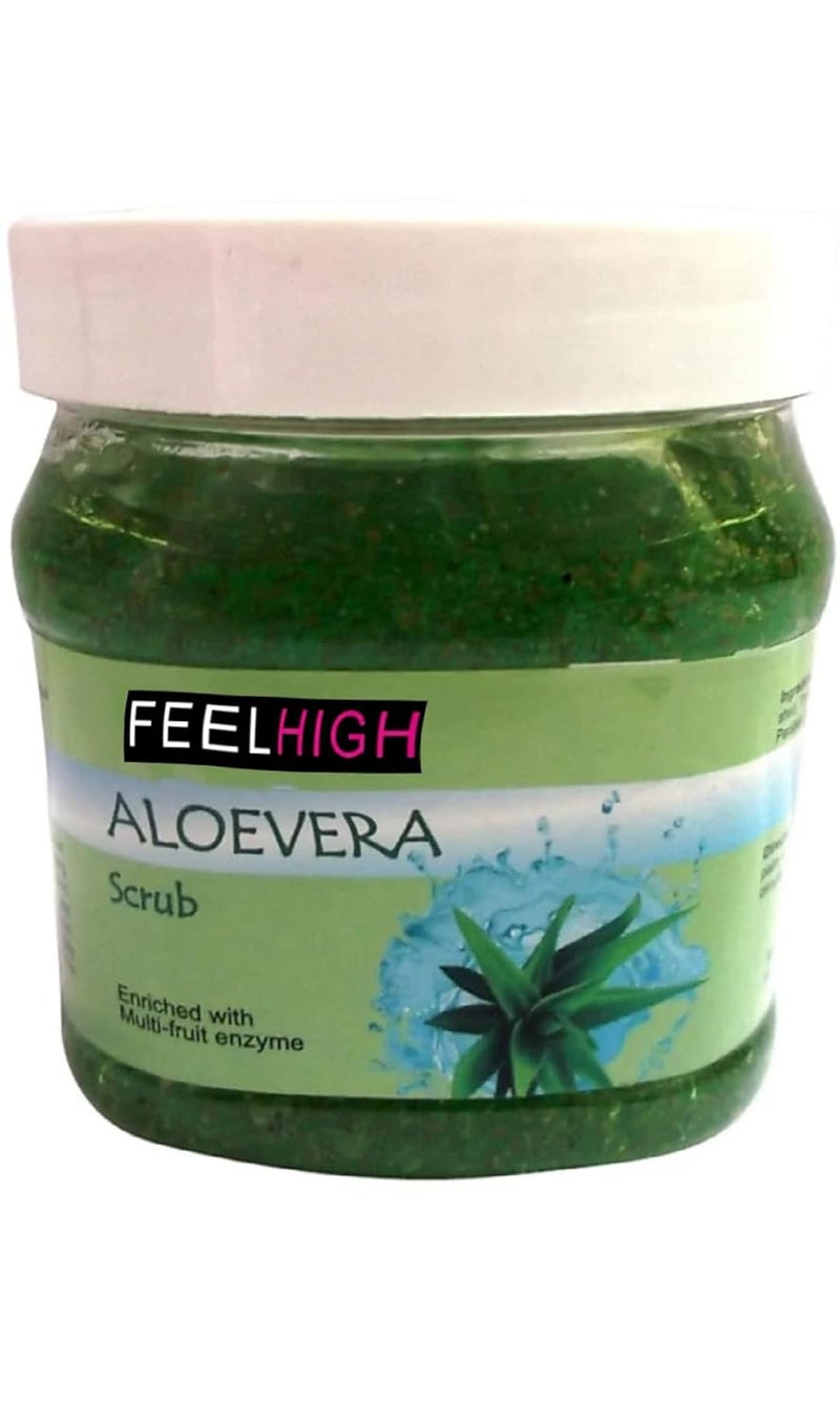 FEELHIGH Aloe Vera Scrub For Face  Body 500 Ml  All Skin Cleanser Scrub For Deep Exfoliation  Dead Skin Remover Scrub  Dirt Removal  Blackhead Remover Scrub - Image 1