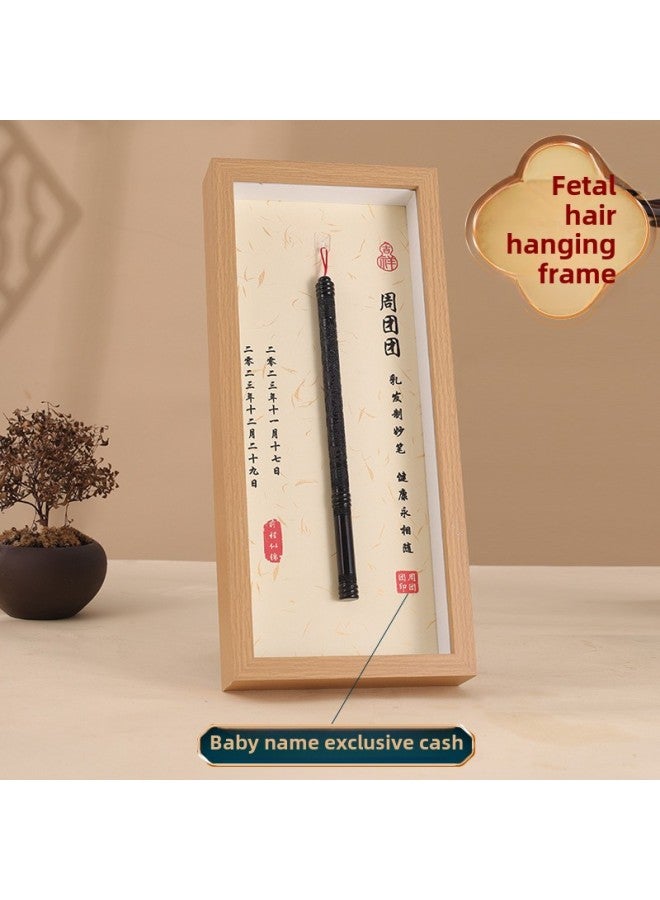 Baby Fetal Brush Making Collection Pen Making Homemade Fetal Hair DIY Bracelet Baby Umbilical Cord Photo Frame-Color:Ebony Embossed Phoenix + Photo Frame + Material Package + Production Video  - Image 1
