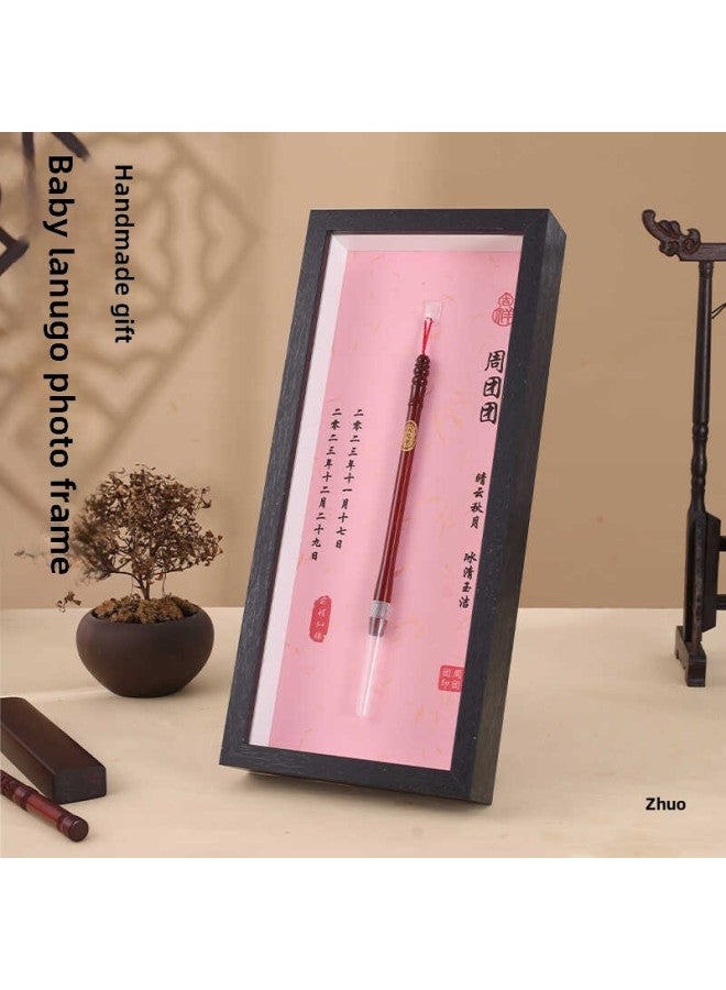 Baby Fetal Brush Making Collection Pen Making Homemade Fetal Hair DIY Bracelet Baby Umbilical Cord Photo Frame-Color:Ebony Embossed Phoenix + Photo Frame + Material Package + Production Video  - Image 4