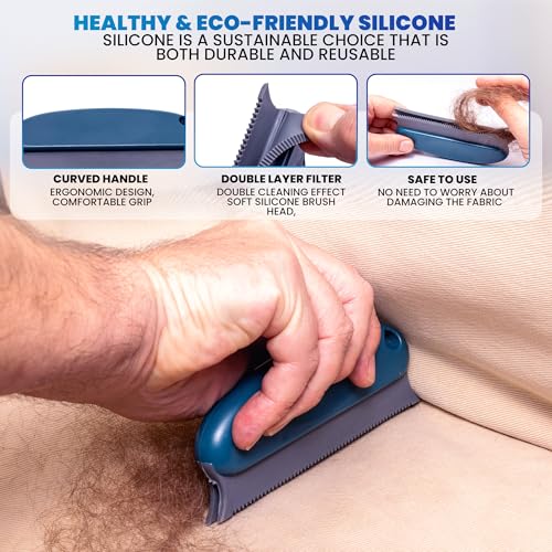 YOFOCOO 2-Pack Pet Hair Removal Tool - Lint Remover, Carpet Scraper & Shaver for Clothes and Carpets - Dog & Cat Hair Remover with Carpet Rake for Car,Rugs,Couch,Furniture - Fur Cleaner Tool - Image 3