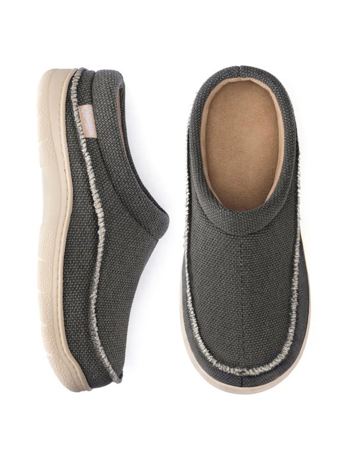 Zigzagger Mens Canvas Slip on House Slippers Indoor Outdoor, Dark Grey, 13-14 - Image 1