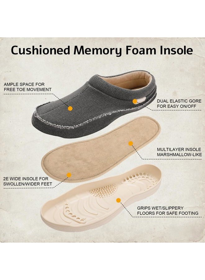 Zigzagger Mens Canvas Slip on House Slippers Indoor Outdoor, Dark Grey, 13-14 - Image 4