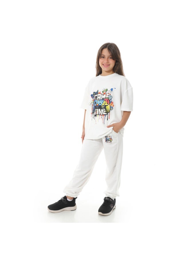 Red Circle Front Printed Pajama Set With Pant 1430u - Image 3