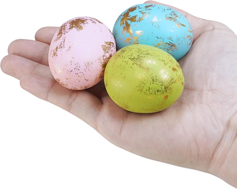 Winlyn 60 Pcs 6 Colors Foam Easter Eggs Pastel Easter Eggs Decorations Gold Leaf Easter Eggs Small Decorative Gold Speckled Eggs for Easter Basket Fillers Table Setting Spring Party Party Favors - Image 2