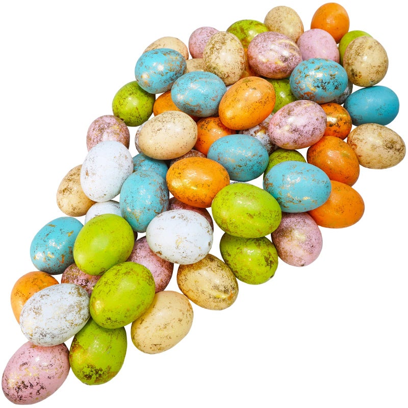 Winlyn 60 Pcs 6 Colors Foam Easter Eggs Pastel Easter Eggs Decorations Gold Leaf Easter Eggs Small Decorative Gold Speckled Eggs for Easter Basket Fillers Table Setting Spring Party Party Favors - Image 1