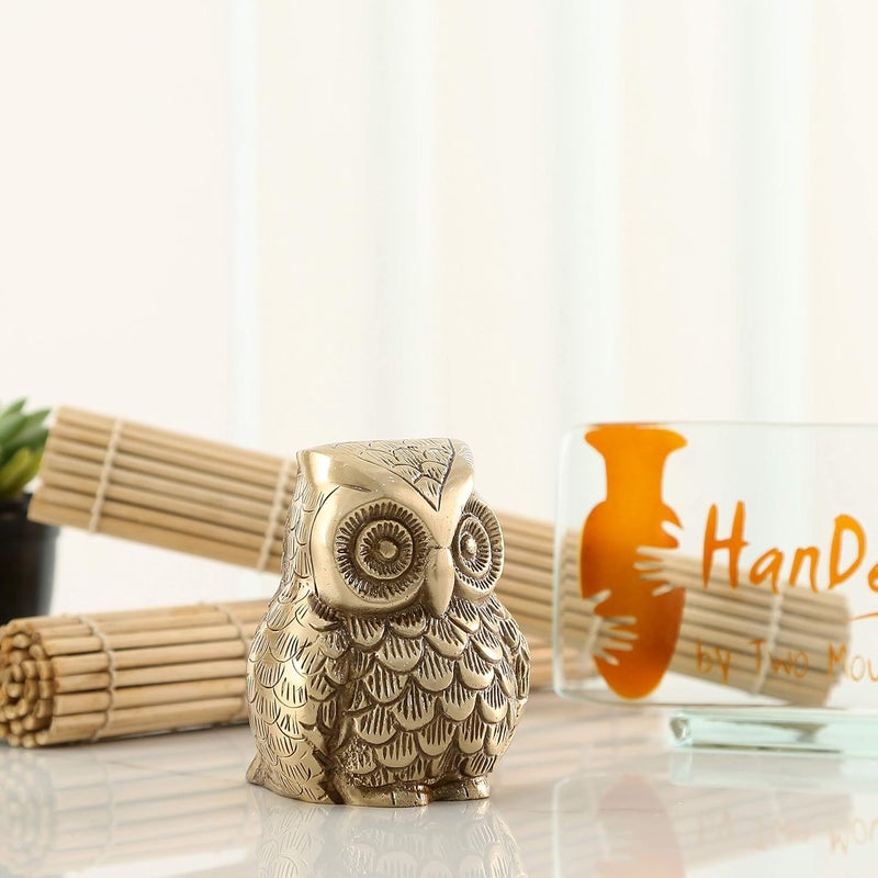 Two Moustaches Vintage Brass Owl Decor Showpiece 650 Grams Owl Showpiece for Home Dcor Showpieces for Home Decor Standard Pack of 1 - Image 4