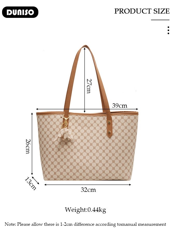 DUNISO Women's Tote Bags,PU Leather Handbags,Shoulder Bags Commuter Bag Large-Capacity Premium Textured Tote Bag with Zipper,for Casual Business Shopping Travel Work for Girl Lady - Image 2