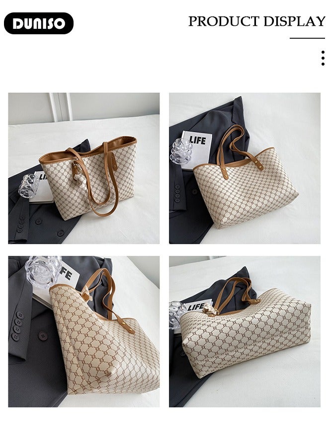 DUNISO Women's Tote Bags,PU Leather Handbags,Shoulder Bags Commuter Bag Large-Capacity Premium Textured Tote Bag with Zipper,for Casual Business Shopping Travel Work for Girl Lady - Image 5