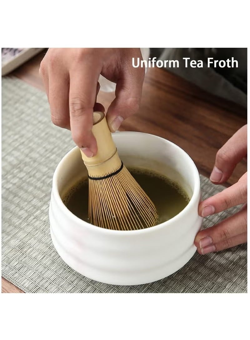 بيوينتي مجموعة شاي ماتشا من 4 قطع - طقم خفاقة ماتشا وعاء سيراميك لماتشا مع خفاقة، حامل خفاقة أبيض، مغرفة تقليدية - طقم متكامل لأدوات تحضير ماتشا التقليدية (باللونين الوردي والأبيض) - Image 3