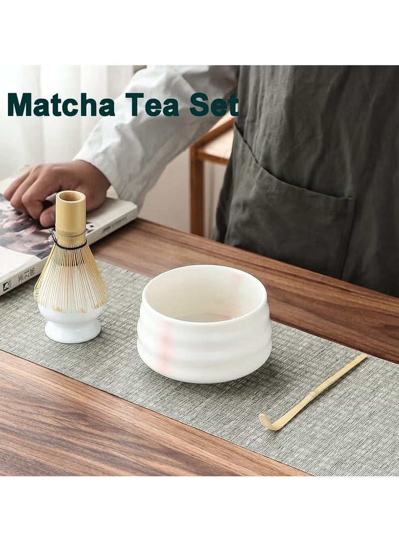 بيوينتي مجموعة شاي ماتشا من 4 قطع - طقم خفاقة ماتشا وعاء سيراميك لماتشا مع خفاقة، حامل خفاقة أبيض، مغرفة تقليدية - طقم متكامل لأدوات تحضير ماتشا التقليدية (باللونين الوردي والأبيض) - Image 2