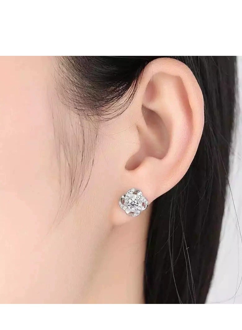 Elegant Amethyst Stud Earrings for Women, Platinum-Plated 925 Sterling Silver, Hypoallergenic, 10mm, Sparkling Purple Gemstone  - Image 2