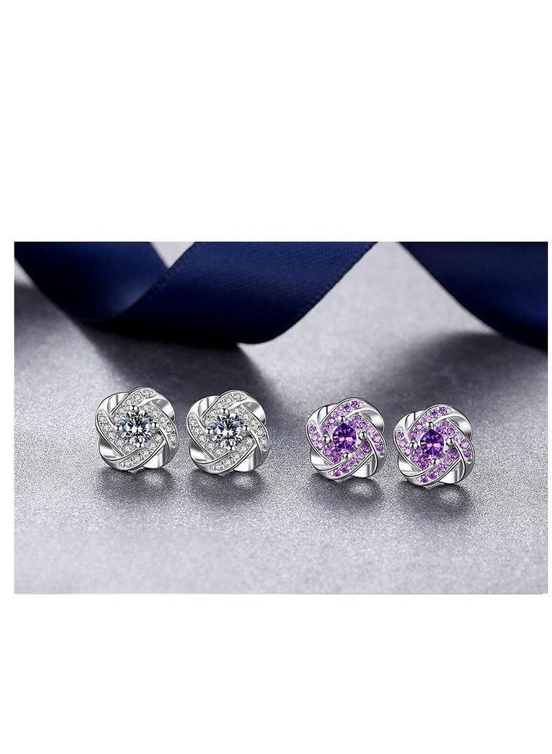 Elegant Amethyst Stud Earrings for Women, Platinum-Plated 925 Sterling Silver, Hypoallergenic, 10mm, Sparkling Purple Gemstone  - Image 3