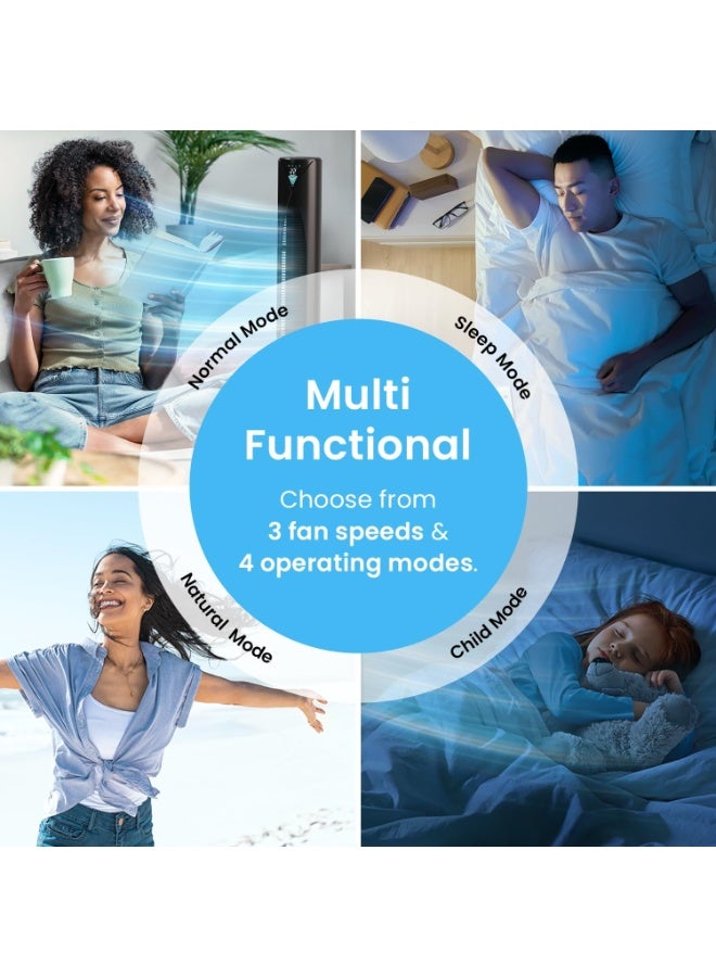Pro Breeze 20dB Silent Tower Fan with Remote Control, Powerful 45W Energy Fan, 4 Modes, 12H Timer, 46" Large Bladeless Tower Fan, Advanced Sleep Mode, Front Display, 70° Oscillation  - Image 4