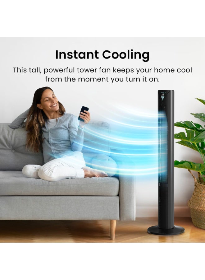 Pro Breeze 20dB Silent Tower Fan with Remote Control, Powerful 45W Energy Fan, 4 Modes, 12H Timer, 46" Large Bladeless Tower Fan, Advanced Sleep Mode, Front Display, 70° Oscillation  - Image 3