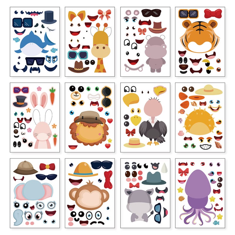 DaiUni 24 Sheets 82759 Make Your Own Animals Stickers for Kids Toddlers Make a Face Stickers for Kids Party Favors Activities - Image 2