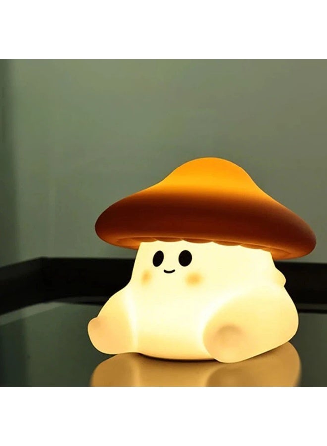 Cute Mushroom Night Light 7 Colors Changing 3 Brightness Tap Control Timer Turn Off USB Rechargeable Lamp - Image 1