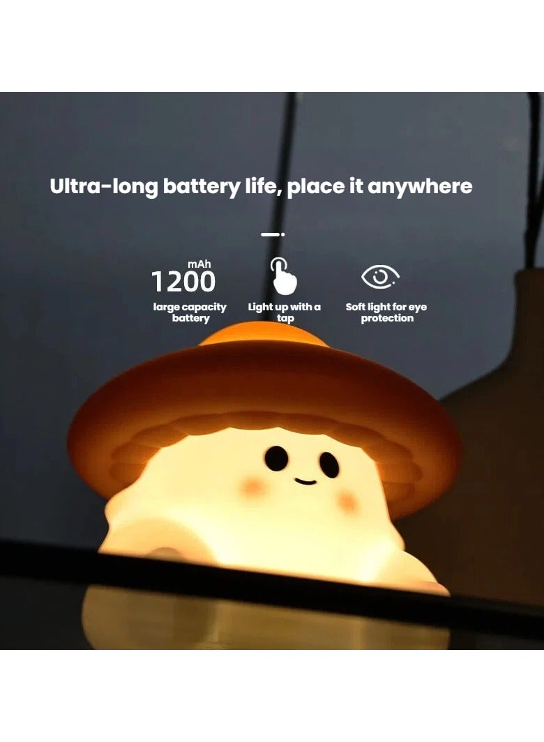 Cute Mushroom Night Light 7 Colors Changing 3 Brightness Tap Control Timer Turn Off USB Rechargeable Lamp - Image 2