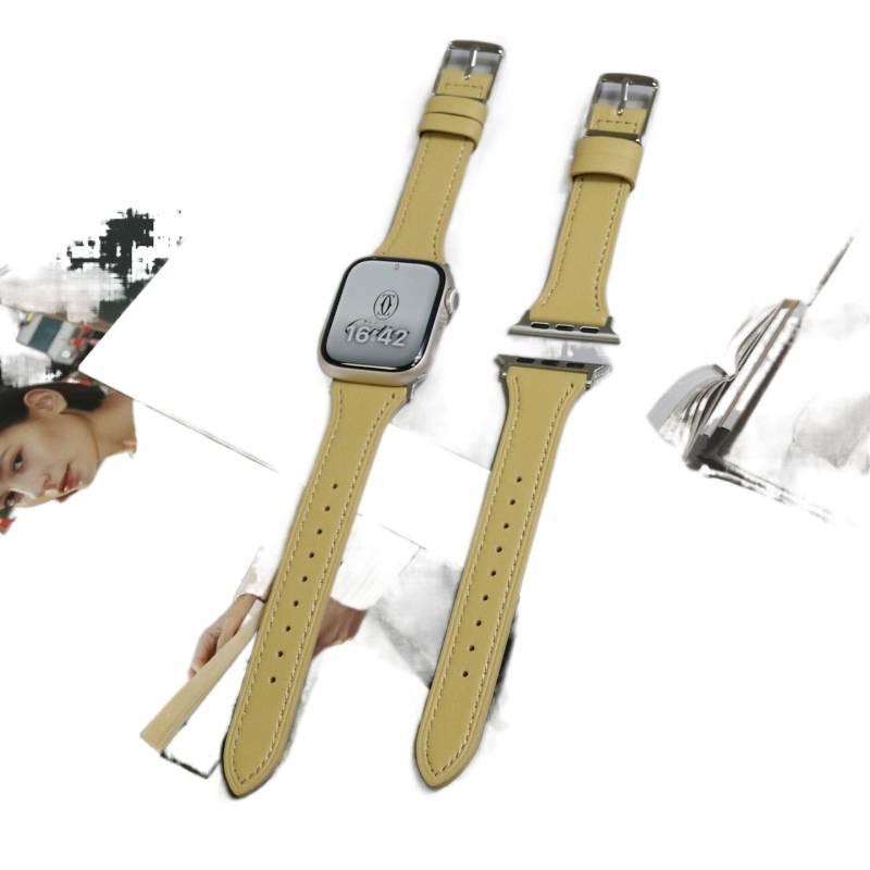 سوار ساعة ذكية سوار جلدي كلاسيكي متوافق مع Apple Watch 38/40/41/42/44/45/49mm بملاءمة قابلة للتعديل وحزام بديل باللون بني قابل للتعديل - Image 5