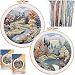 FONNUY 2 Set Embroidery Kit DIY for Adult Beginner PreStamped Patterns Mountain Sea Embroidery Kits with Hoop Colored Threads and Needles Easy to Follow Needlework Boho Trees - Image 2
