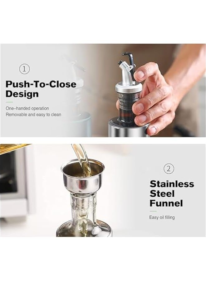 TRASSLE Oil Dispenser for Kitchen, 4Pack Oil Bottles for Kitchen, 17oz/500 ml Cooking Oil Dispenser Bottle, Glass Oil Bottle with Pourer, Oil Cruet with Stainless Steel Funnel - Image 3