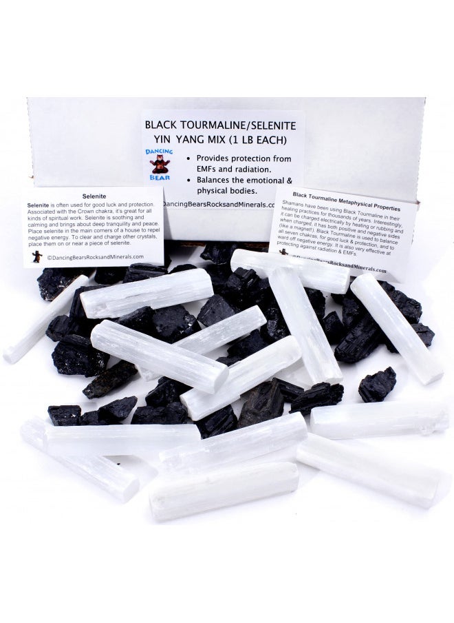 DANCING BEAR Black Tourmaline & Selenite Combo Pack (1 LB Each) Bulk Rough Raw Natural Stones for Good Vibes, Healing Crystals, Info Cards, Cleansing Energy, Made in USA - pzsku/Z82B9B6858C633C29BC1CZ/45/_/1728156720/4d942a66-a214-45d7-841f-2bffaf0b7c14