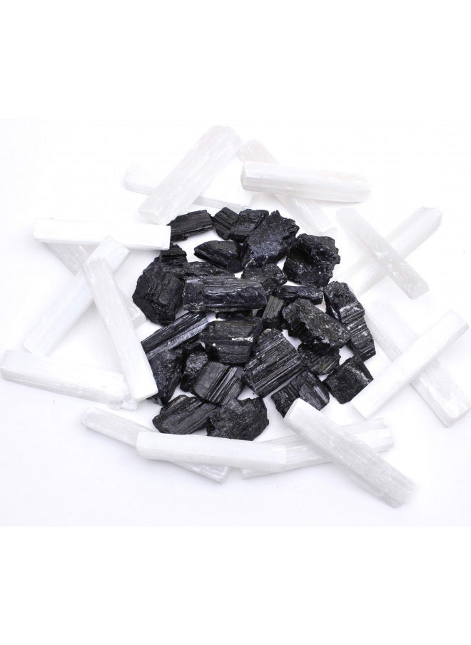 DANCING BEAR Black Tourmaline & Selenite Combo Pack (1 LB Each) Bulk Rough Raw Natural Stones for Good Vibes, Healing Crystals, Info Cards, Cleansing Energy, Made in USA - pzsku/Z82B9B6858C633C29BC1CZ/45/_/1728156722/d8fcdf3a-e930-4249-ae36-29336e841d43