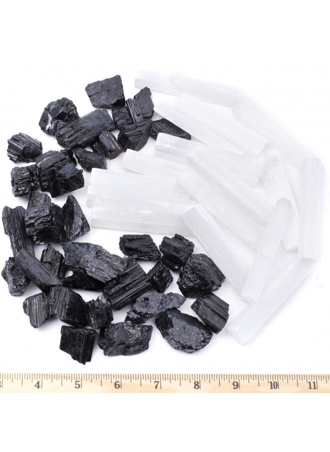 DANCING BEAR Black Tourmaline & Selenite Combo Pack (1 LB Each) Bulk Rough Raw Natural Stones for Good Vibes, Healing Crystals, Info Cards, Cleansing Energy, Made in USA - pzsku/Z82B9B6858C633C29BC1CZ/45/_/1728156725/a10e8f48-2fd4-4e80-a8fe-79742e16c0b1