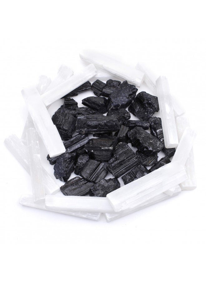 DANCING BEAR Black Tourmaline & Selenite Combo Pack (1 LB Each) Bulk Rough Raw Natural Stones for Good Vibes, Healing Crystals, Info Cards, Cleansing Energy, Made in USA - pzsku/Z82B9B6858C633C29BC1CZ/45/_/1728156732/ad548a82-4e1a-4f48-9205-4e22c5d1f251