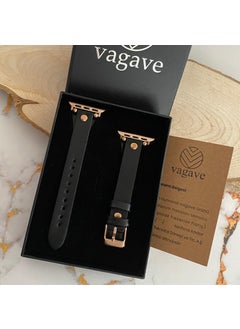 Vagave Apple Watch Compatible Women's Leather Band Slim 38 40 41 mm Black  - Image 5