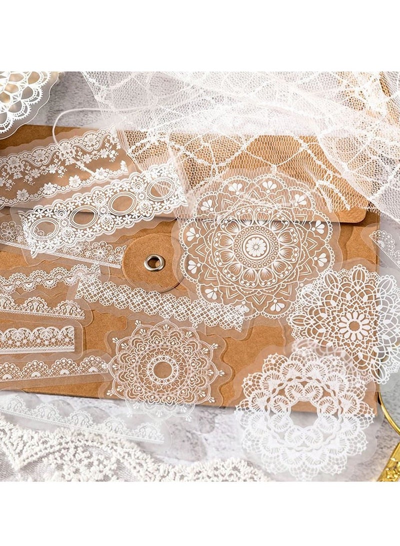 Y&D 180 PCS Scrapbook Stickers, Vintage Cutout Lace Scrapbooking Floral Embossed Paper for Journaling, DIY Crafts, and Embellishment Supplies  - Image 1