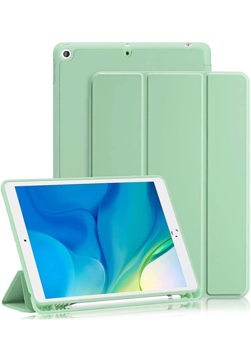 iPad 9th/8th/7th Generation case (2021/2020/2019) iPad 10.2-Inch Case with Pencil Holder [Sleep/Wake] Slim Soft TPU Back Smart Magnetic Stand Protective Cover Cases (Green)
