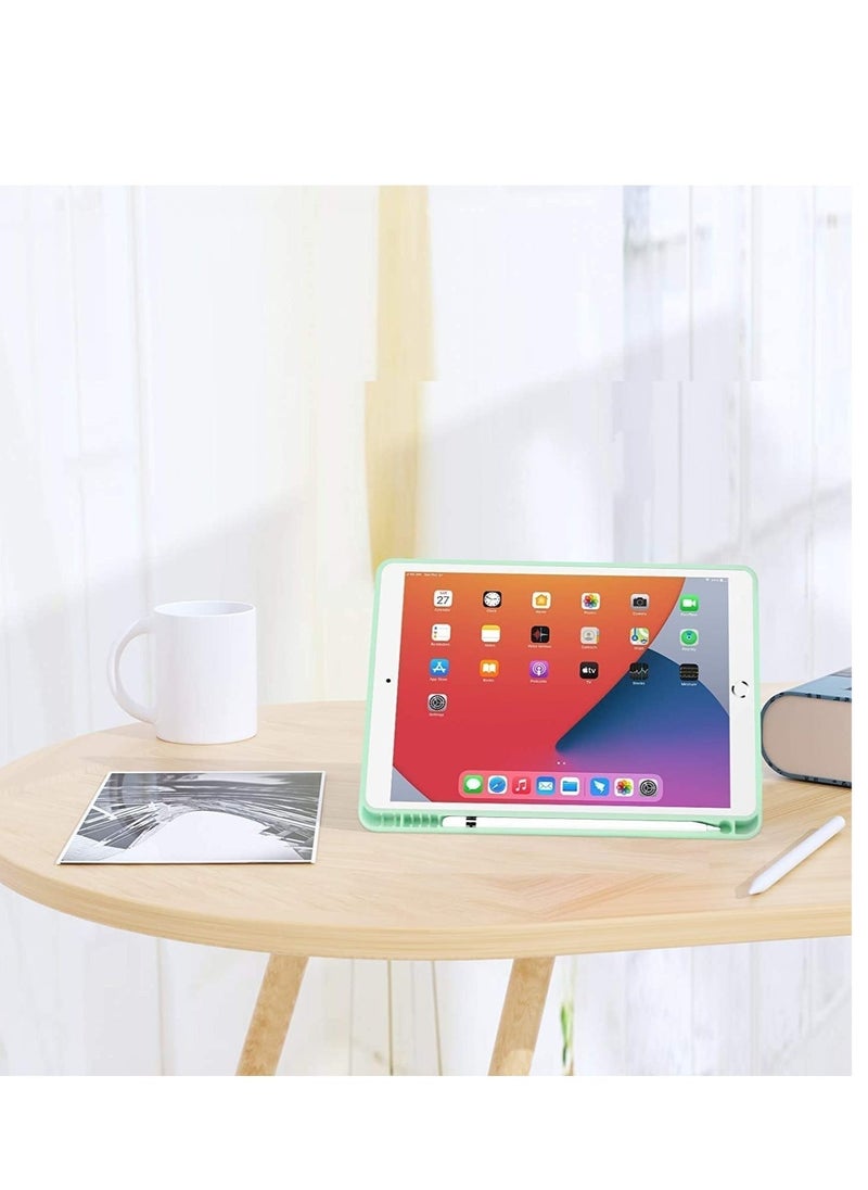 iPad 9th/8th/7th Generation case (2021/2020/2019) iPad 10.2-Inch Case with Pencil Holder [Sleep/Wake] Slim Soft TPU Back Smart Magnetic Stand Protective Cover Cases (Green)