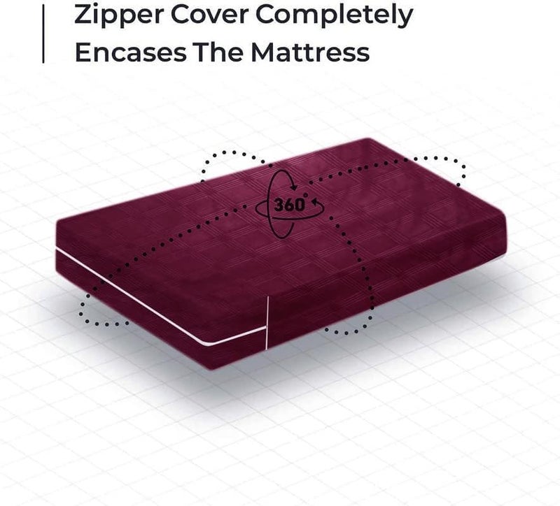 BSB HOME ® Premium Cotton Mattress Cover/Protector with Zipper Chain|Provides All Around Protection with 360° Encasing |Single Size Bed - 78x60+6 inches (6 x 3 ft Mattress) - Pack of 1 -Maroon - Image 4