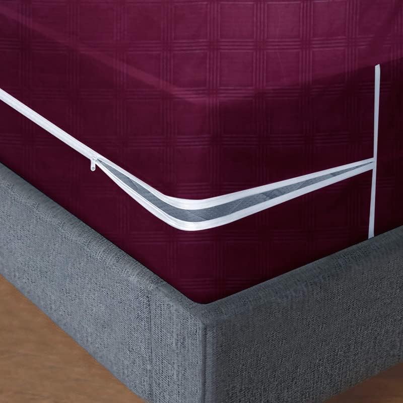 BSB HOME ® Premium Cotton Mattress Cover/Protector with Zipper Chain|Provides All Around Protection with 360° Encasing |Single Size Bed - 78x60+6 inches (6 x 3 ft Mattress) - Pack of 1 -Maroon - Image 3