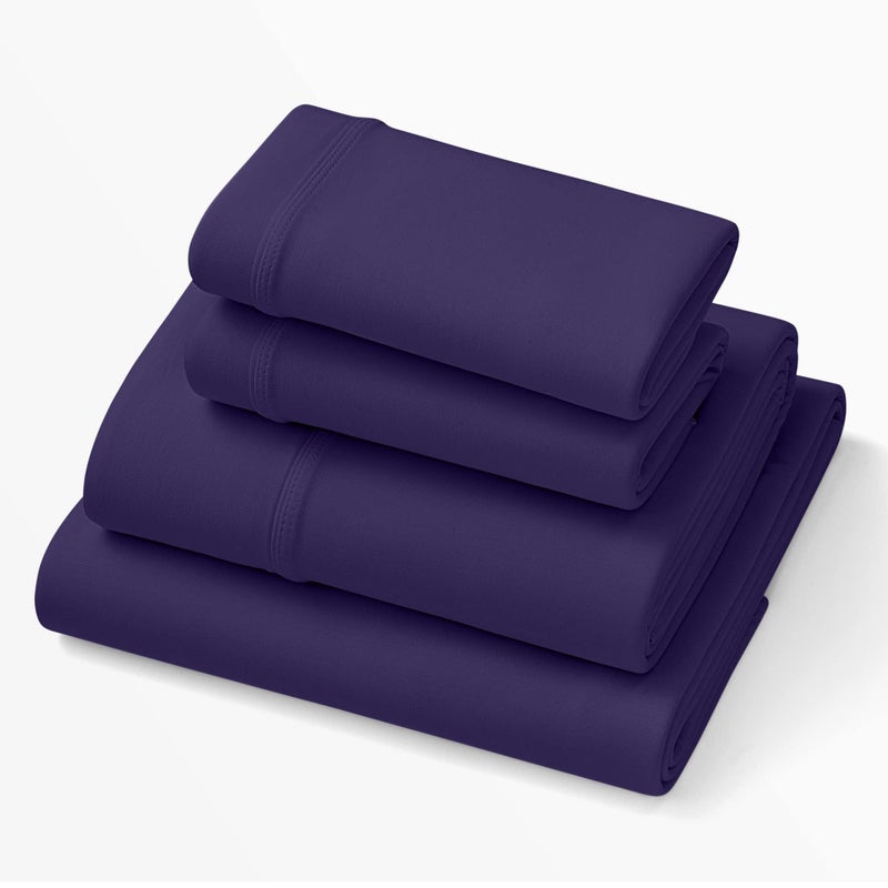 Purple Deep Pocket SoftStretch Sheets, King/Cal King, Rayon Blend, Moisture-Wicking, Deep Purple, Fits Most Mattresses, Adaptive Support - Image 1