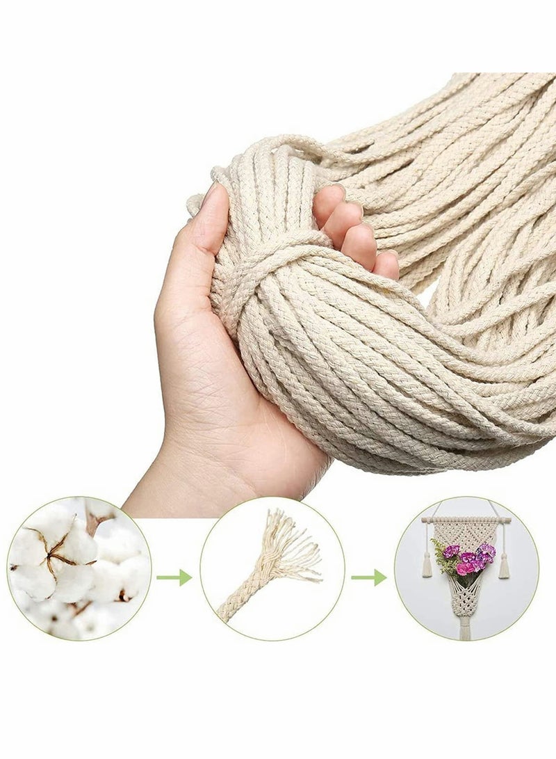 Excefore Natural Cotton Rope 8 Strand Braided Cotton String for Craft Knitting Thread for Wall Hanging and DIY Crafts - Image 2